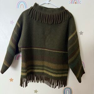 Women’s Vintage 60s Lapplander Kjell 100% wool sweater with fringe size 36 EU